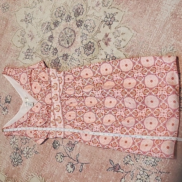 Max Studio V-Neck Side Zip Lined Elastic Waist Print Cotton Dress Size L - Picture 13 of 15